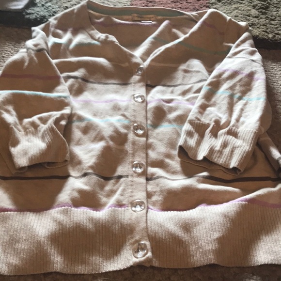 Christopher & Banks Sweaters - Christopher & Banks Cardigan5clear buttons-tan,brown,white,purple,mint